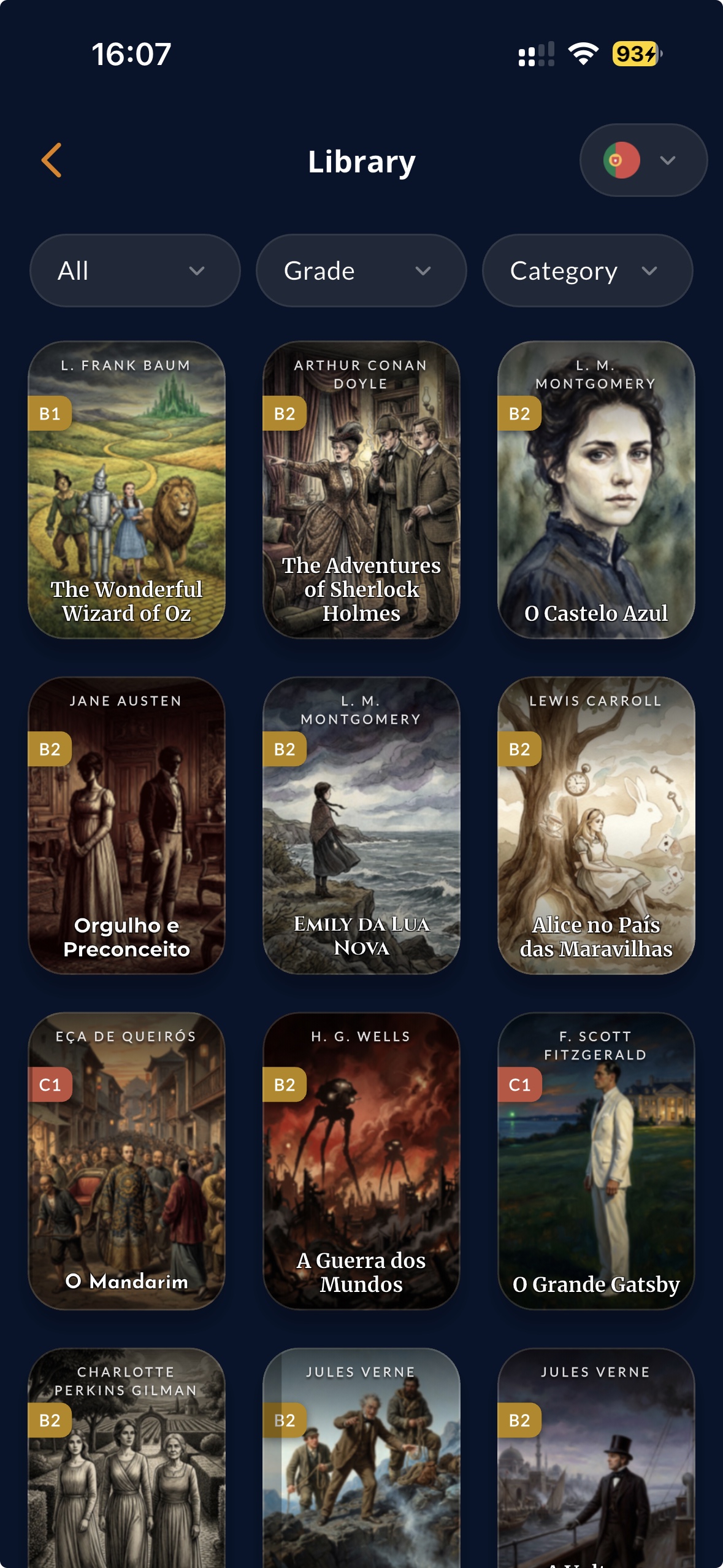 Browsing the classics library in Simply Fluent