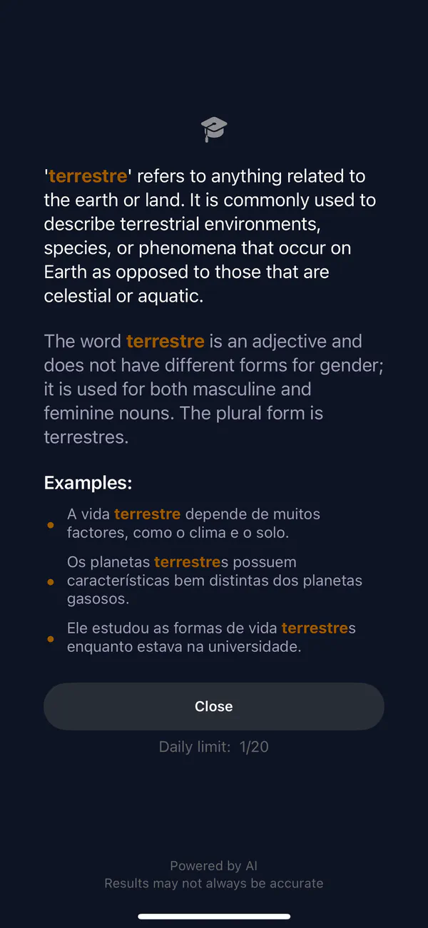 Look up definitions, grammar, and examples