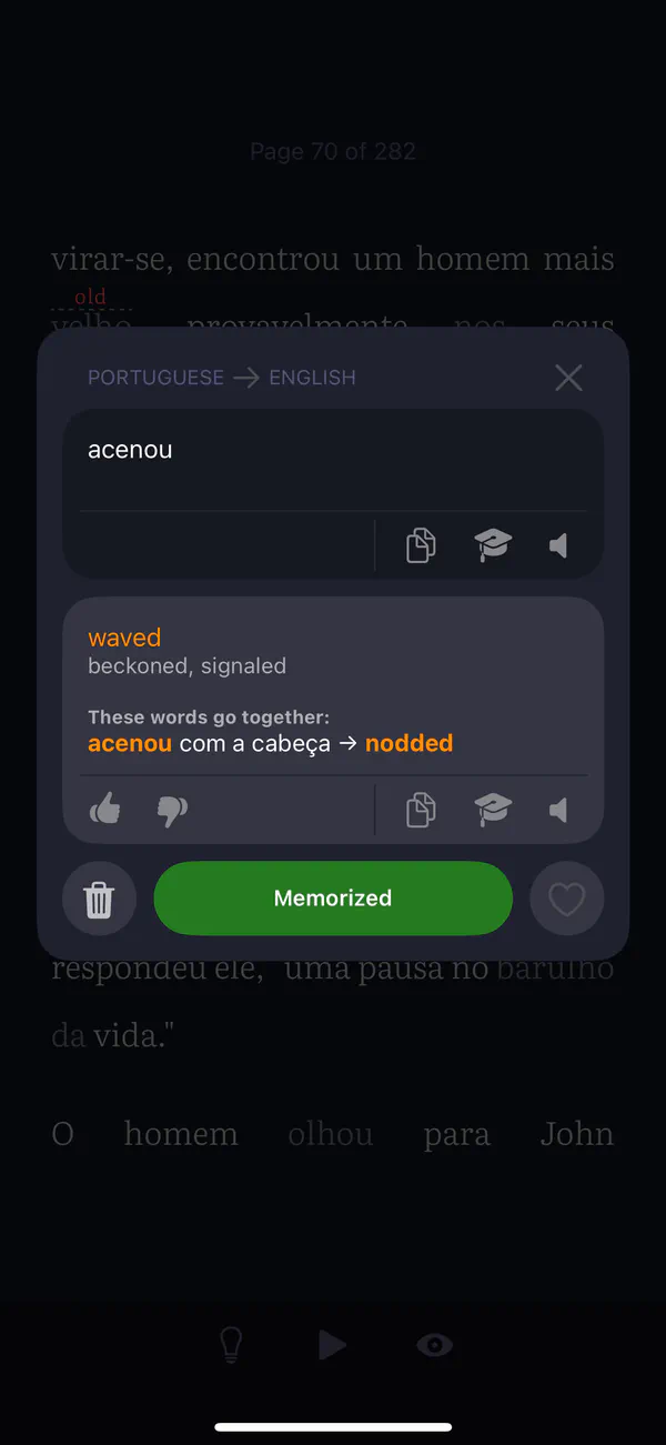 Practice your saved translations using flashcards
