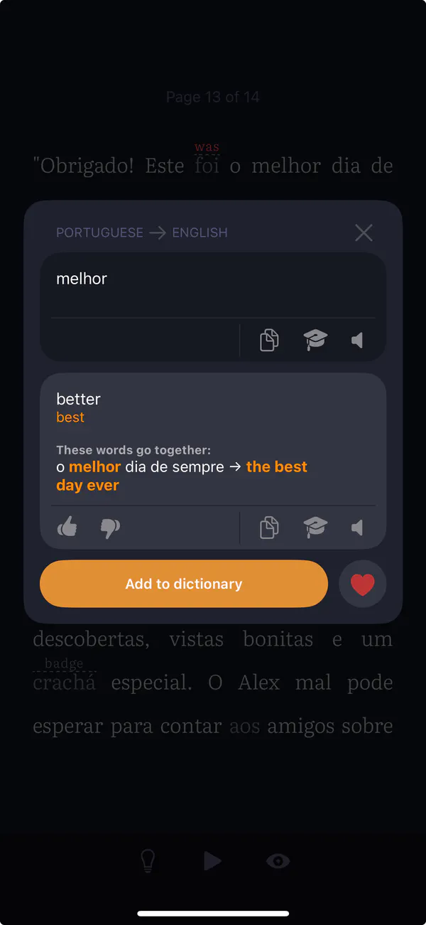 Recurso de tradução instantânea