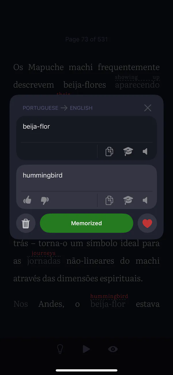 Instant translation feature